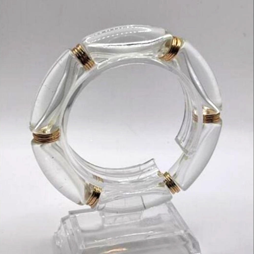Vintage Acrylic & Gold-Tone Bangle Bracelet